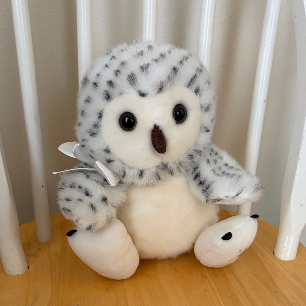 Charming White and Black Plush Owl